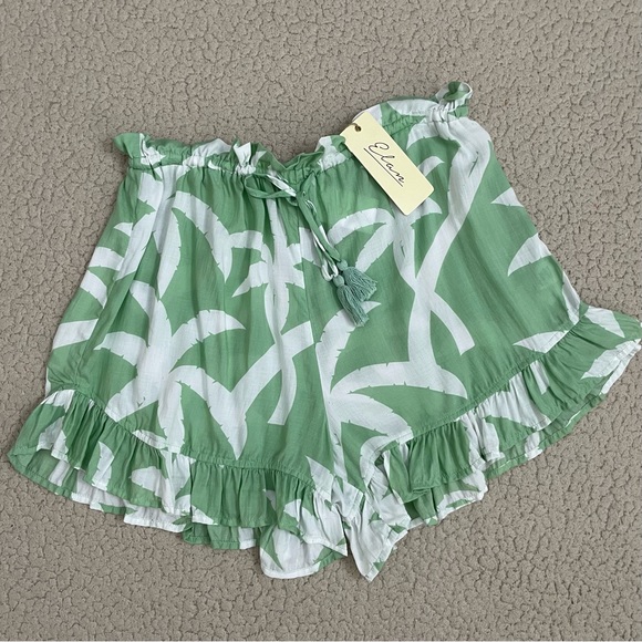 Elan Other - Elan Palm Print Ruffle Lounge Sleep Shorts